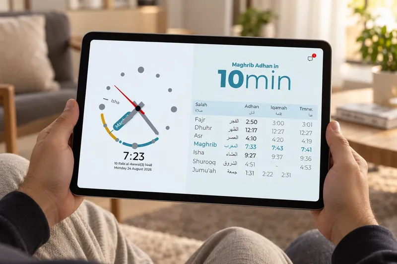 My-Masjid-bedetider på en tablet